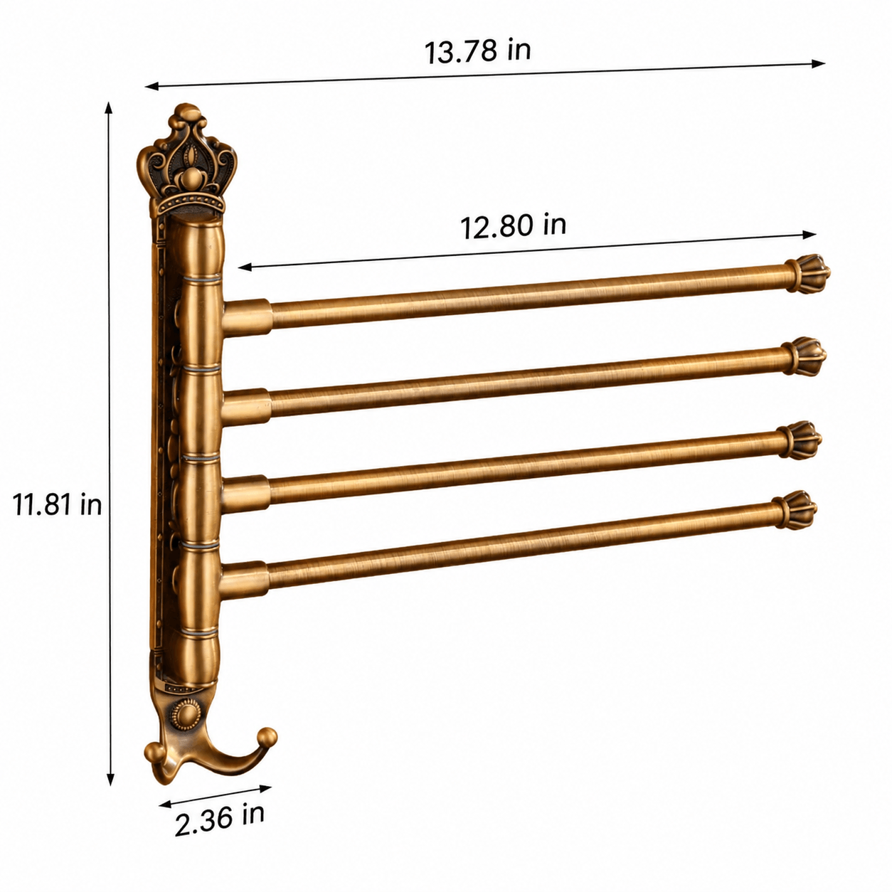 Wall Mounted Towel Rack – 4-Bar Rotating Bathroom Towel Holder