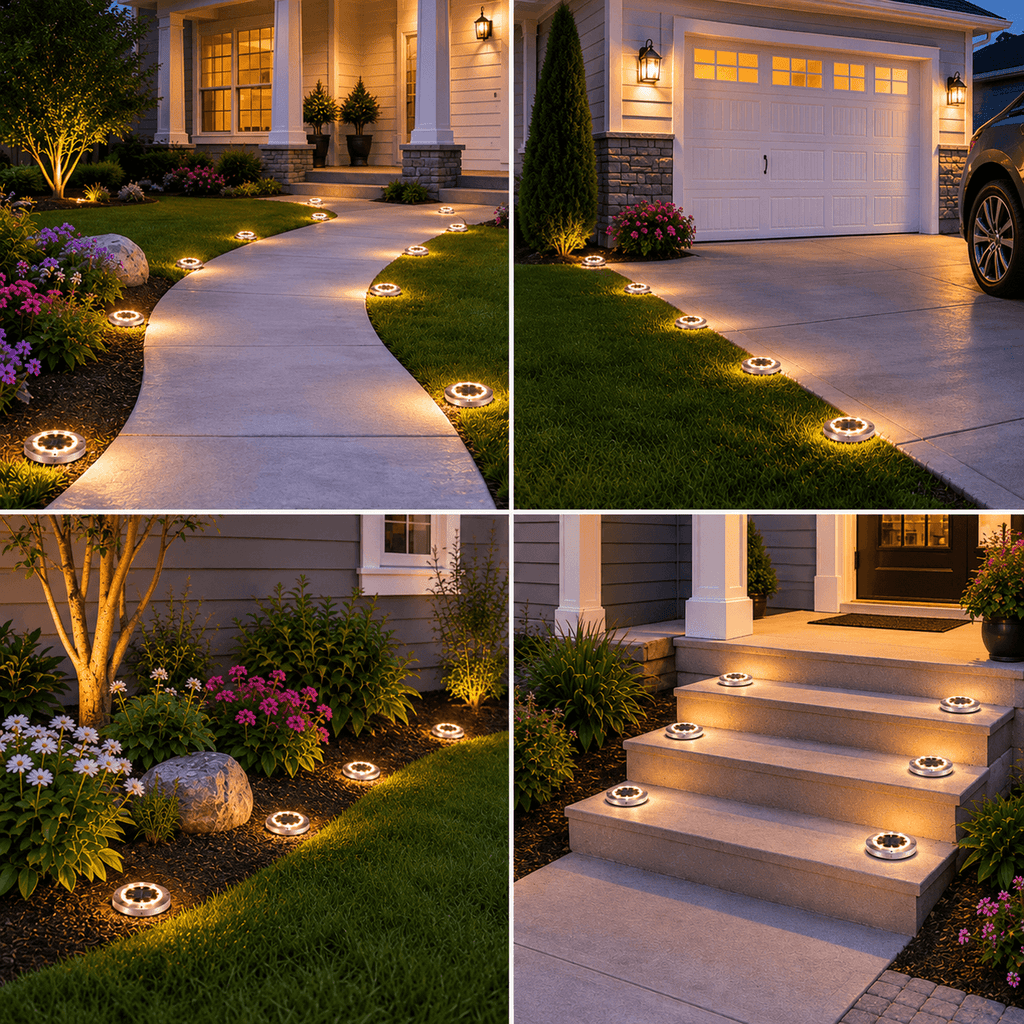 10-Pack Solar Ground Lights Outdoor Waterproof IP65 Pathway & Garden Lights