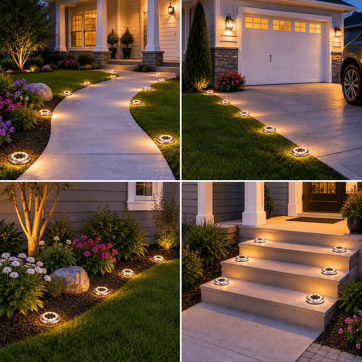 10-Pack Solar Ground Lights Outdoor Waterproof IP65 Pathway & Garden Lights