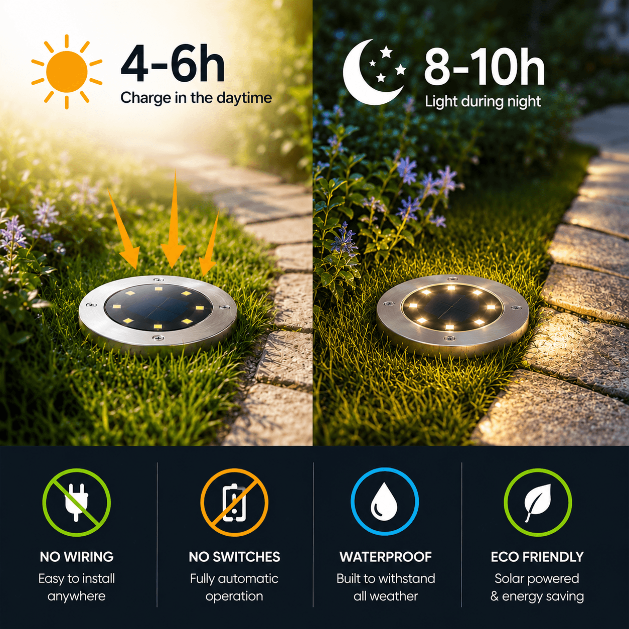 10-Pack Outdoor Solar Ground Lights