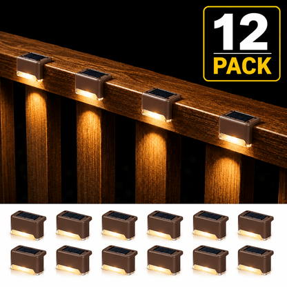 12-Pack Solar Deck Lights Outdoor Waterproof LED Fence & Stair Lights