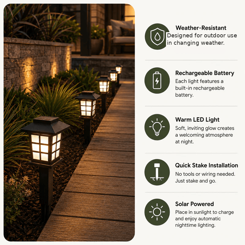 12-Pack Solar Garden Lights Outdoor – LED Pathway & Landscape Stake Lights