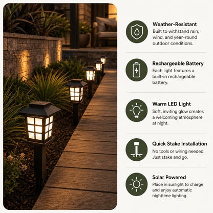 12-Pack Solar Garden Lights Outdoor – LED Pathway & Landscape Stake Lights