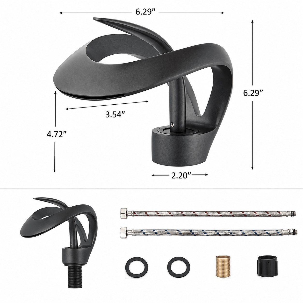 Single Hole Bathroom Faucet Single Handle Modern Waterfall Sink Faucet
