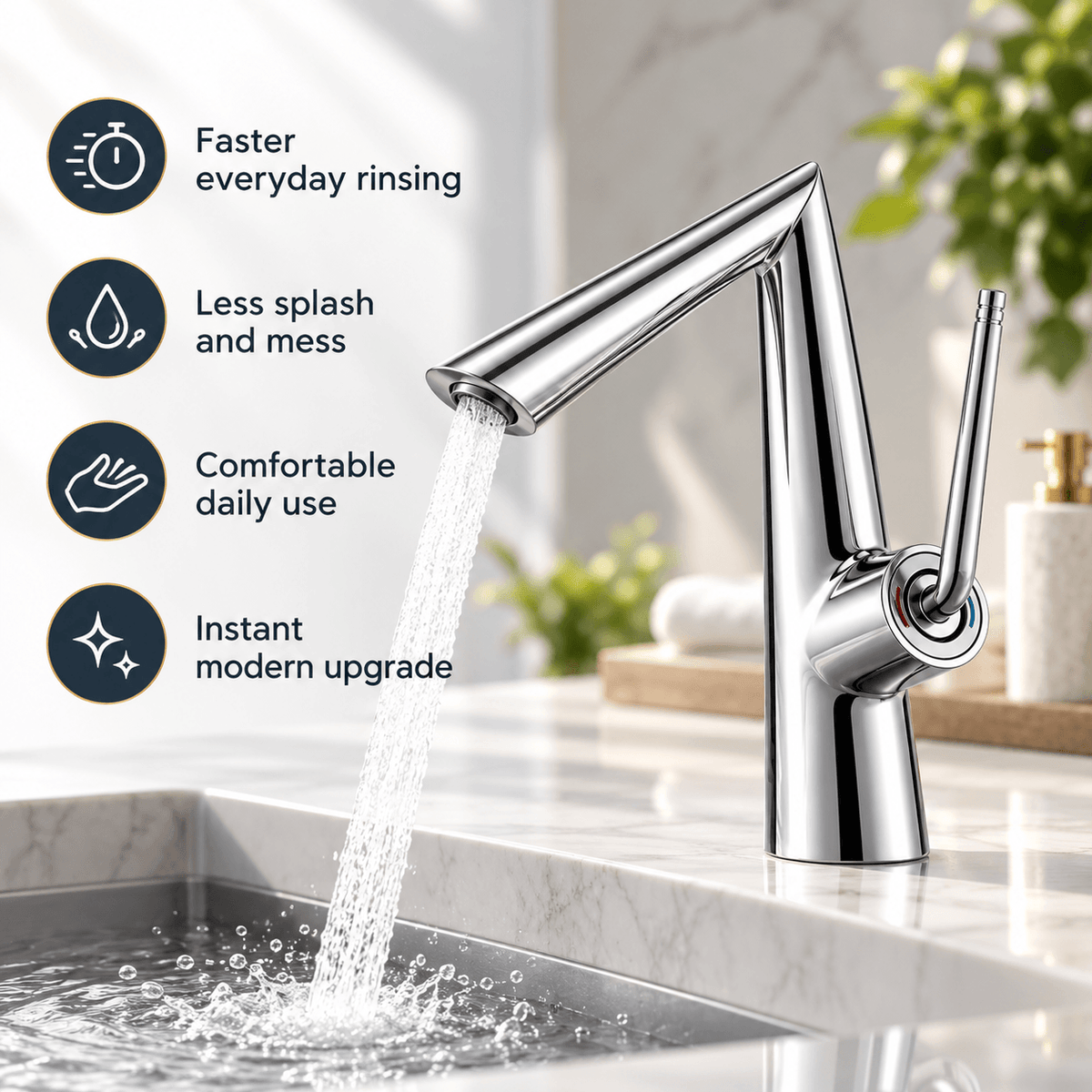 Bathroom Faucet Single Hole, Single Handle Lavatory Sink Faucet
