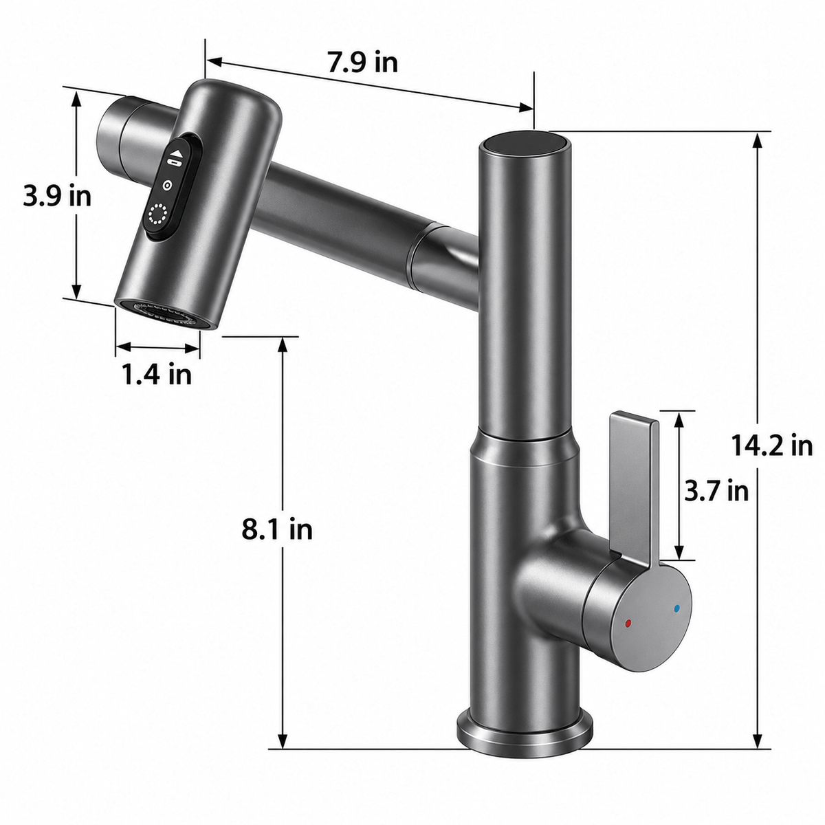 Bathroom Sink Faucet with Pull Out Sprayer, Black Single Hole