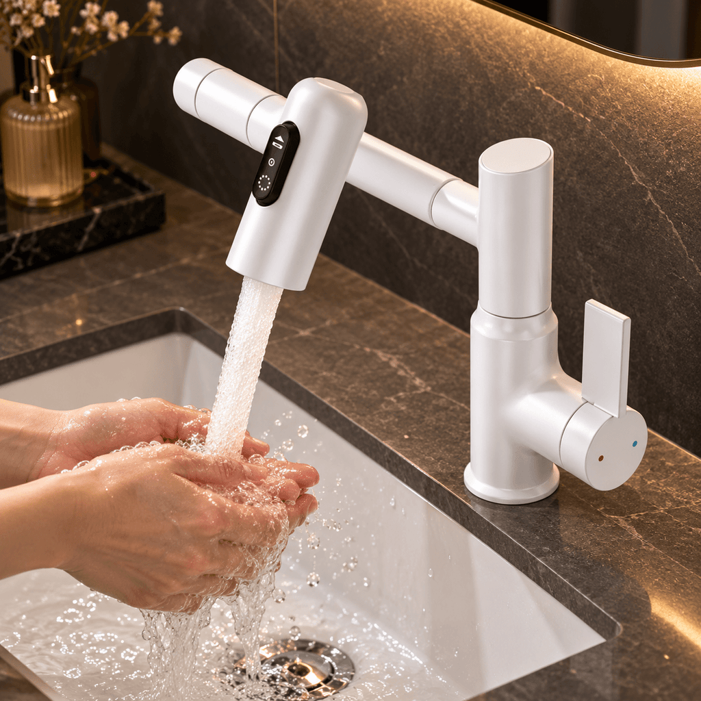Bathroom Sink Faucet with Pull Out Sprayer, Black Single Hole