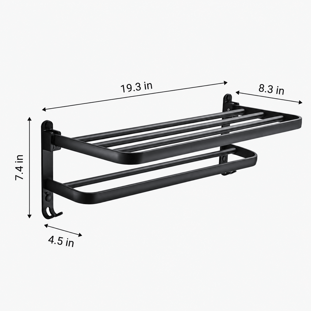 Wall Mounted Towel Rack – Bathroom Towel Bar with Shelf