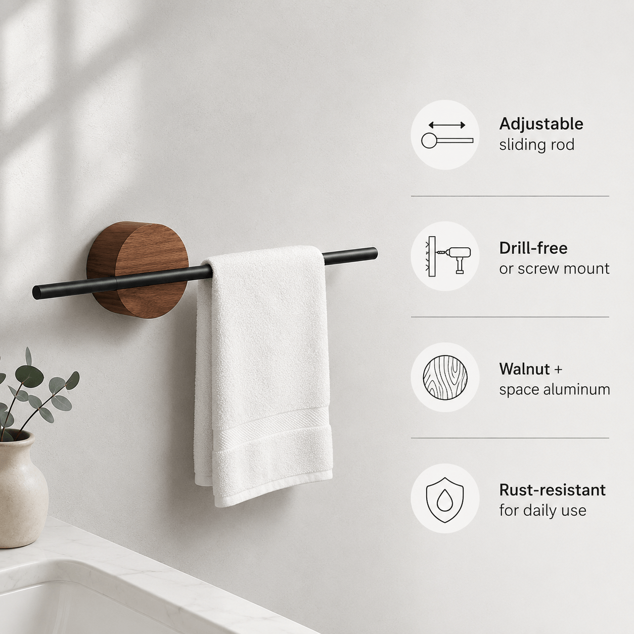 Wall Mounted Towel Rack – Bathroom Towel Bar & Bathroom Towel Holder
