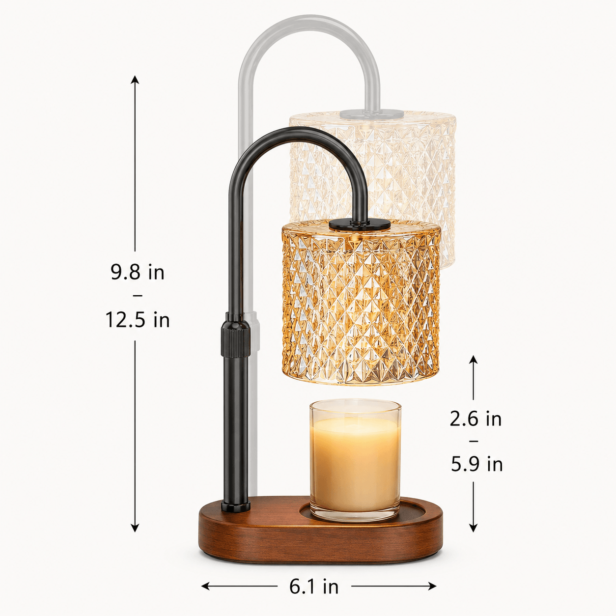 Candle Warmer Lamp with Timer & Dimmer, Crystal Wax Warmer for Jar Candles