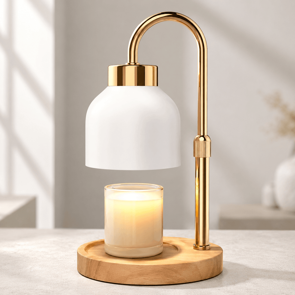 Candle Warmer Lamp with Timer & Dimmer, Gold Accent Wax Warmer for Jar Candles