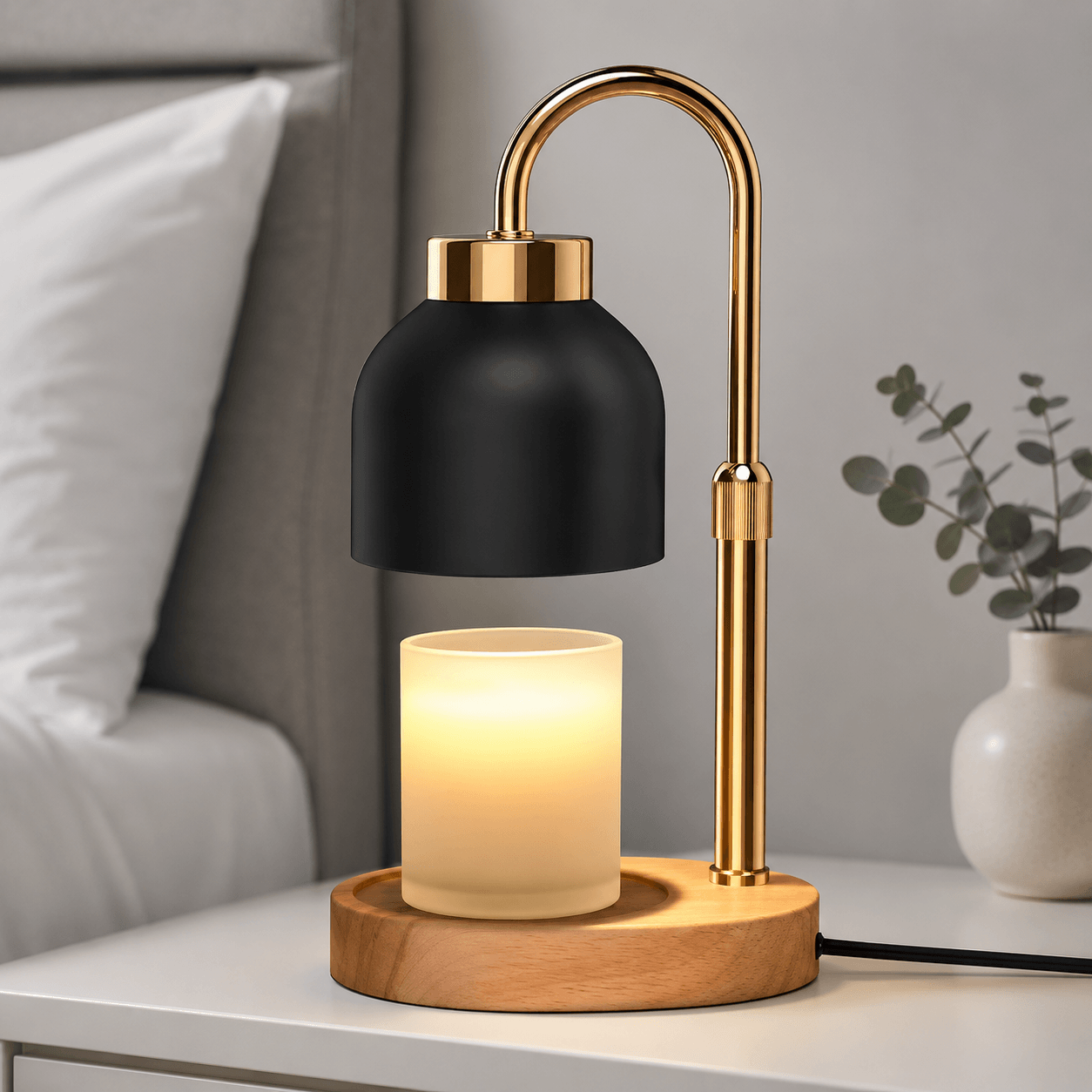 Candle Warmer Lamp with Timer & Dimmer, Gold Accent Wax Warmer for Jar Candles