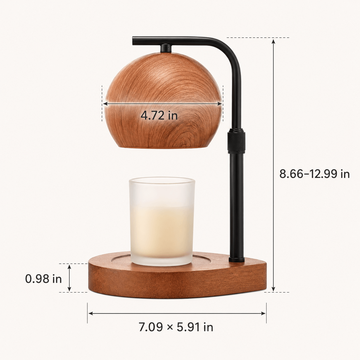 Candle Warmer Lamp with Timer & Dimmer, Wood Grain Wax Warmer for Jar Candles