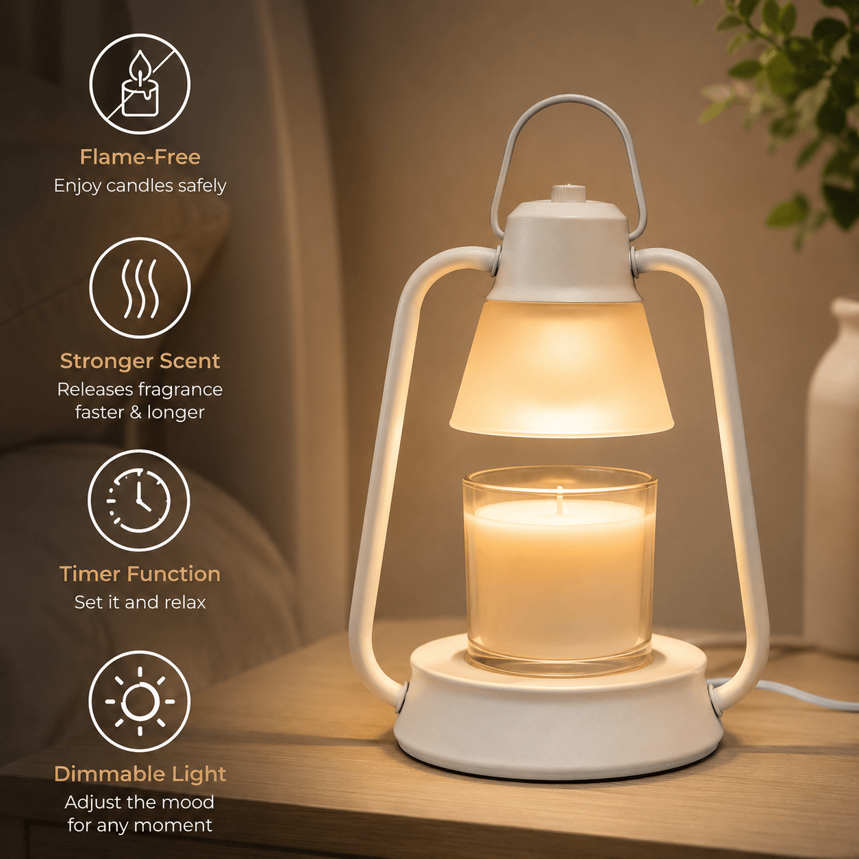 Candle Warmer Lamp with Timer, Electric Wax Warmer for Jar Candles