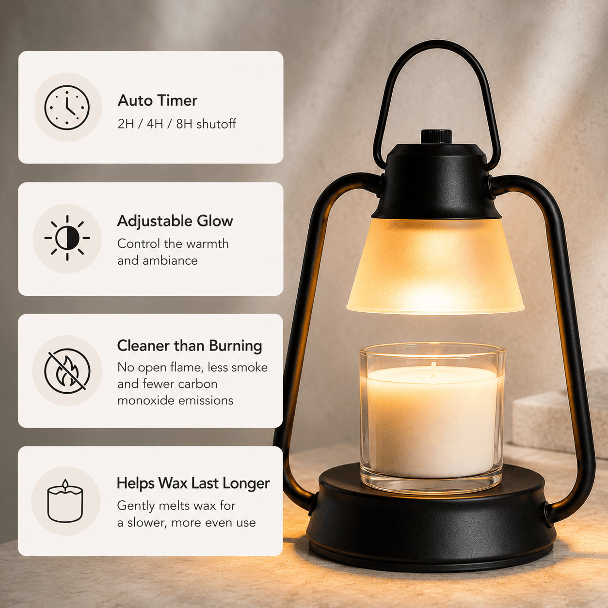 Candle Warmer Lamp with Timer, Electric Wax Warmer for Jar Candles