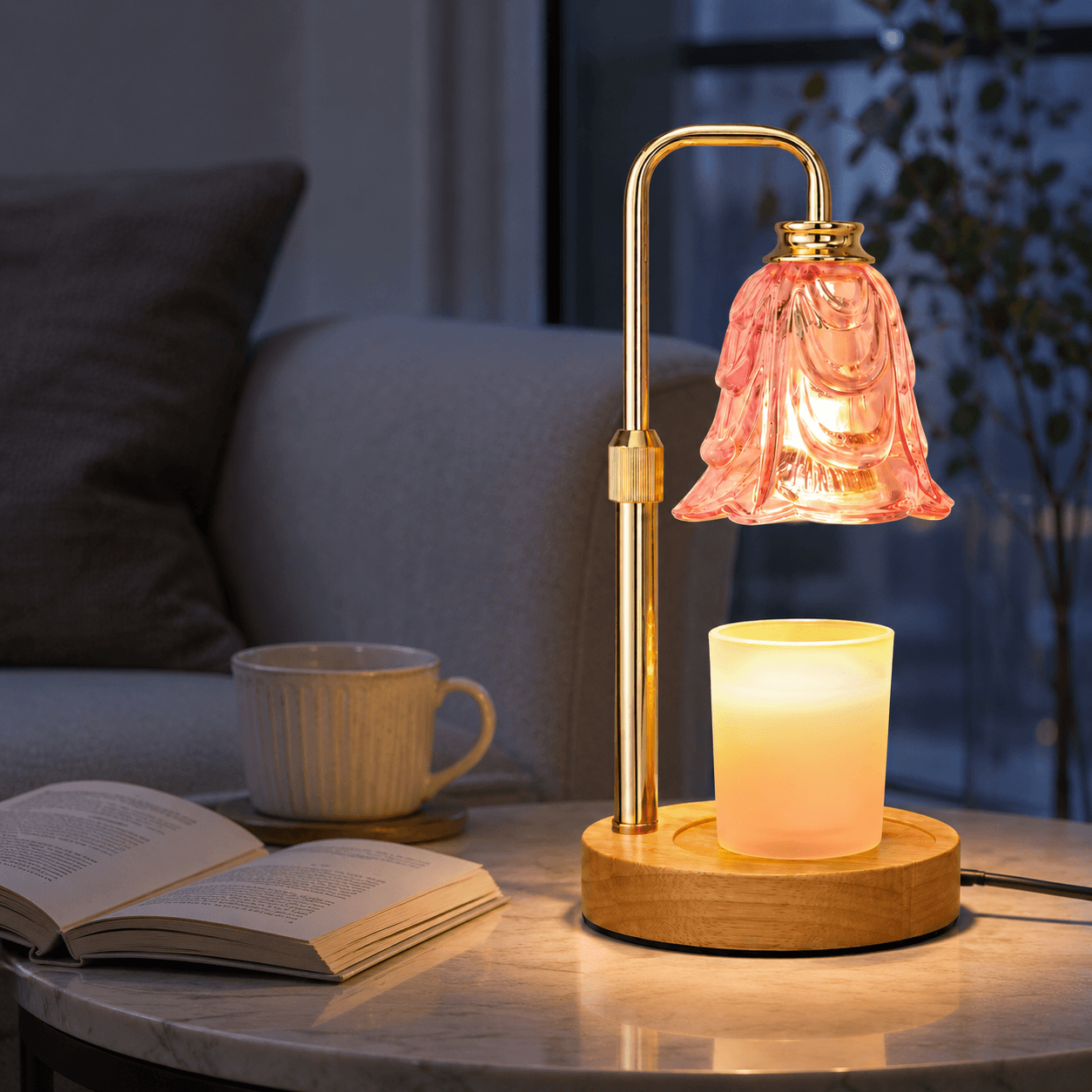 Candle Warmer Lamp with Timer, Pink Tulip Wax Warmer for Candles