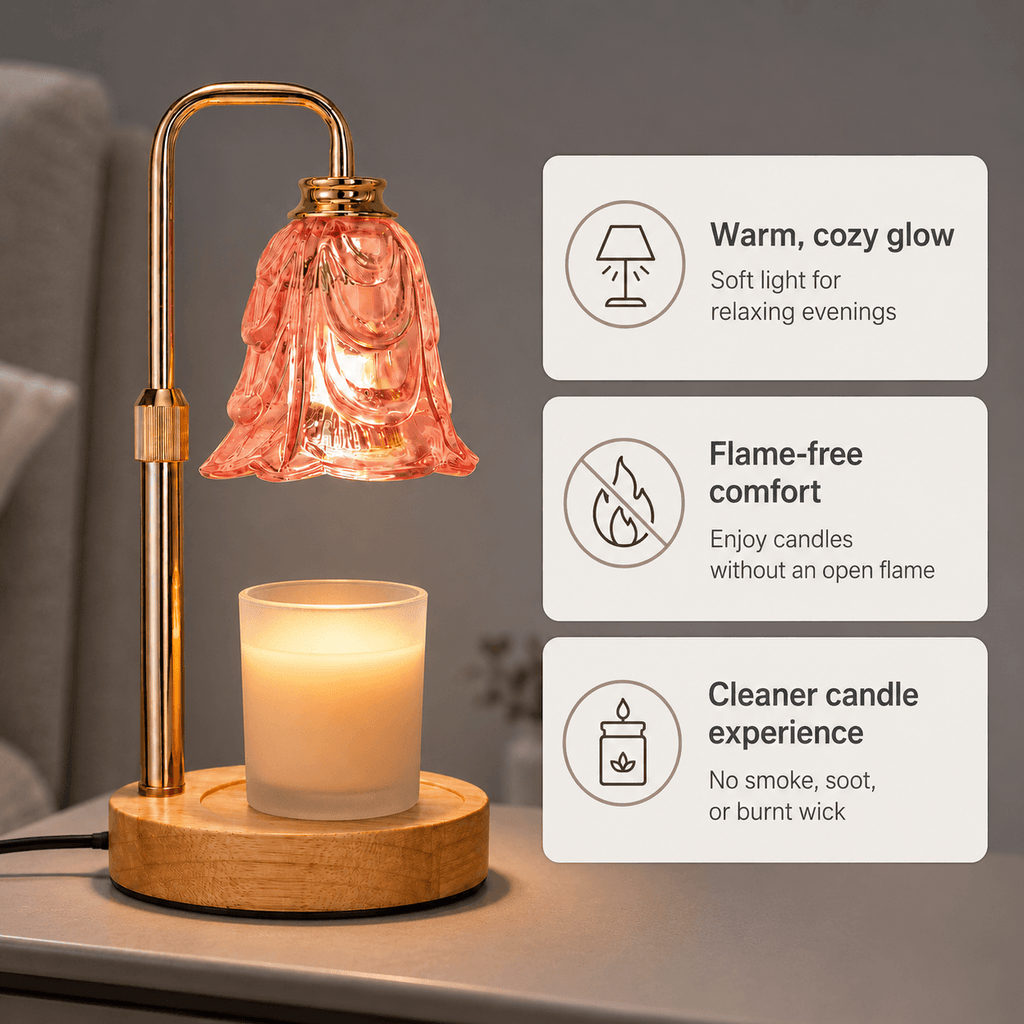 Candle Warmer Lamp with Timer, Pink Tulip Wax Warmer for Candles
