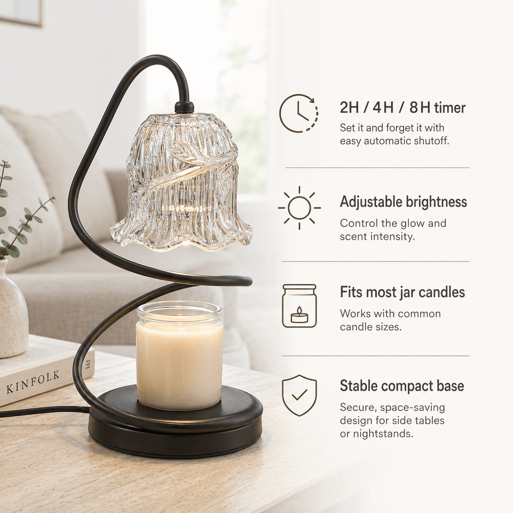 Candle Warmer Lamp with Timer, Spiral Glass Wax Warmer for Jar Candles