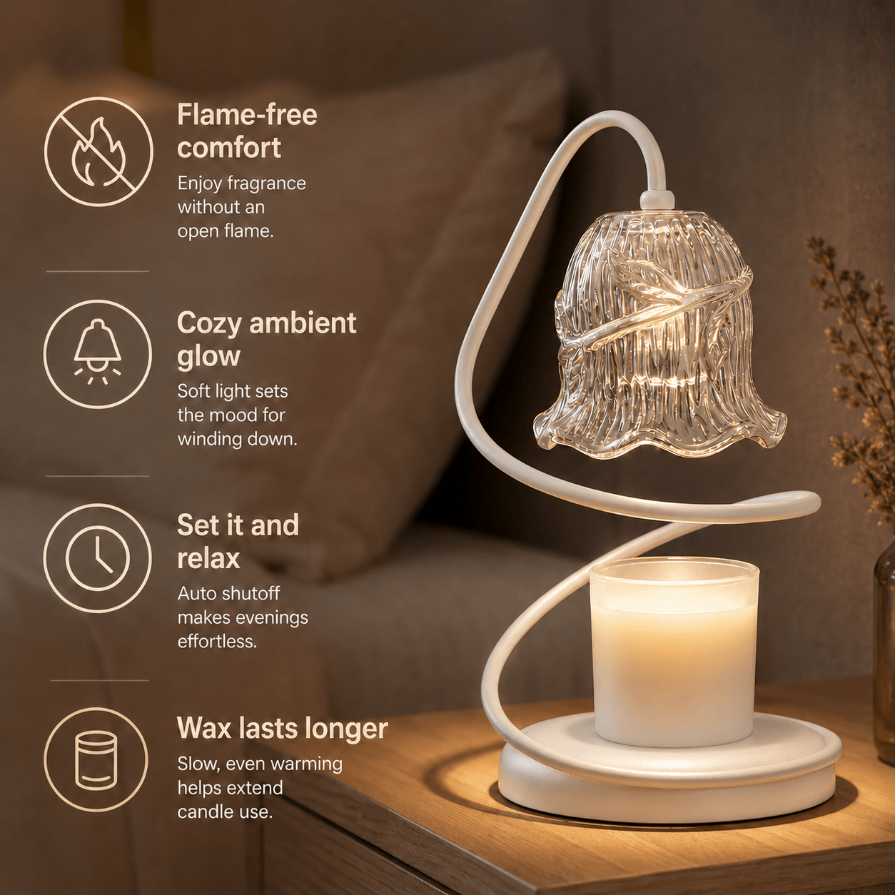 Candle Warmer Lamp with Timer, Spiral Glass Wax Warmer for Jar Candles