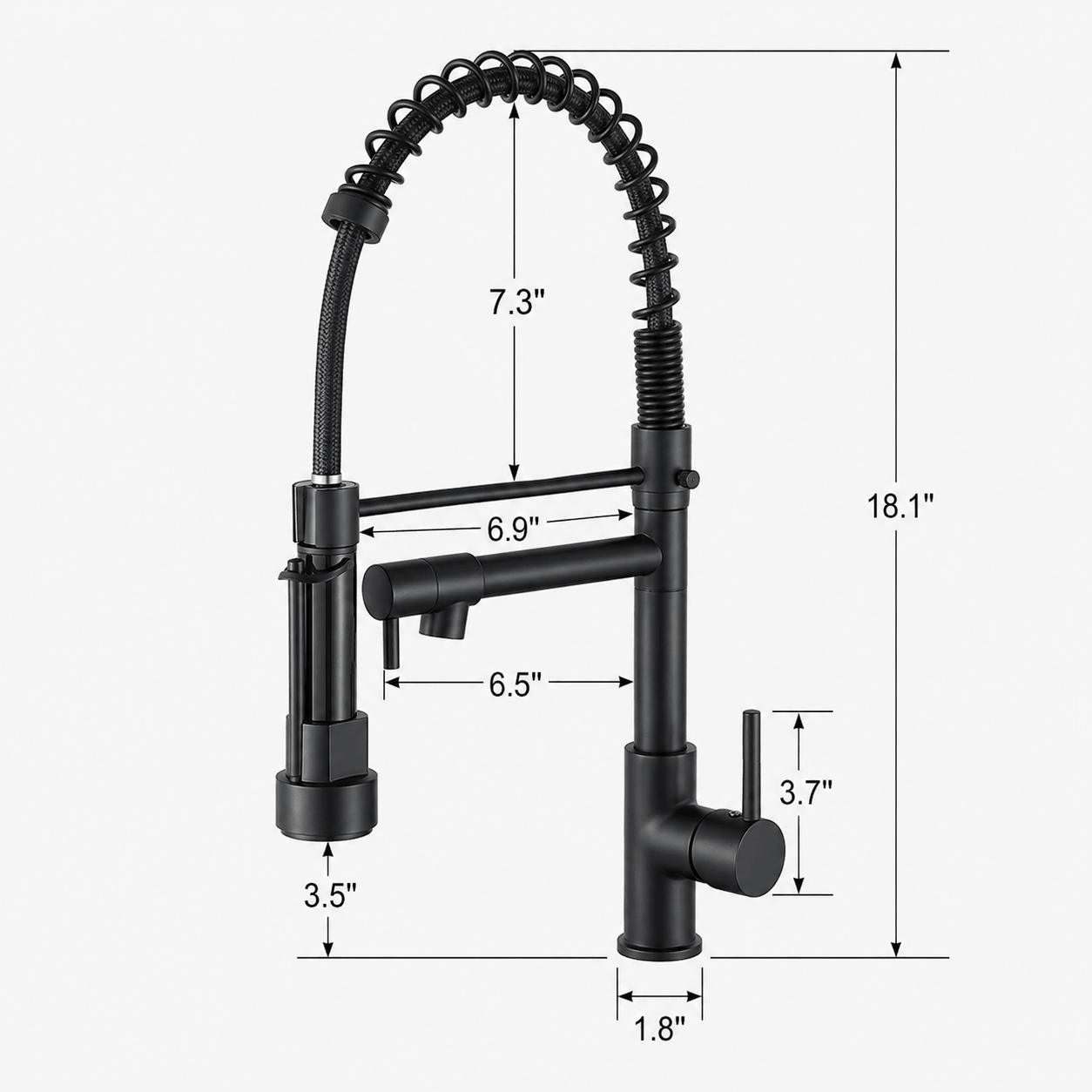 Commercial Kitchen Faucet with Pull Down Sprayer & Pot Filler Arm