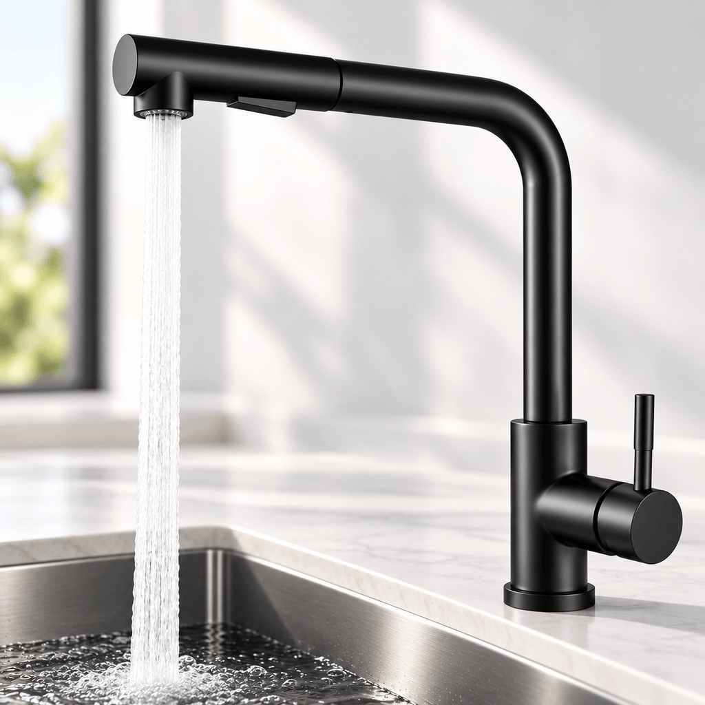 Kitchen Faucet with Sprayer, Black Pull Out Single Handle Faucet