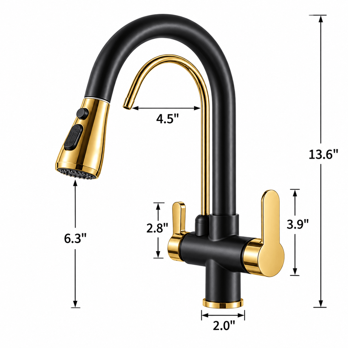 Kitchen Faucet with Sprayer, Pull Down 3-Way Filtered Water Faucet