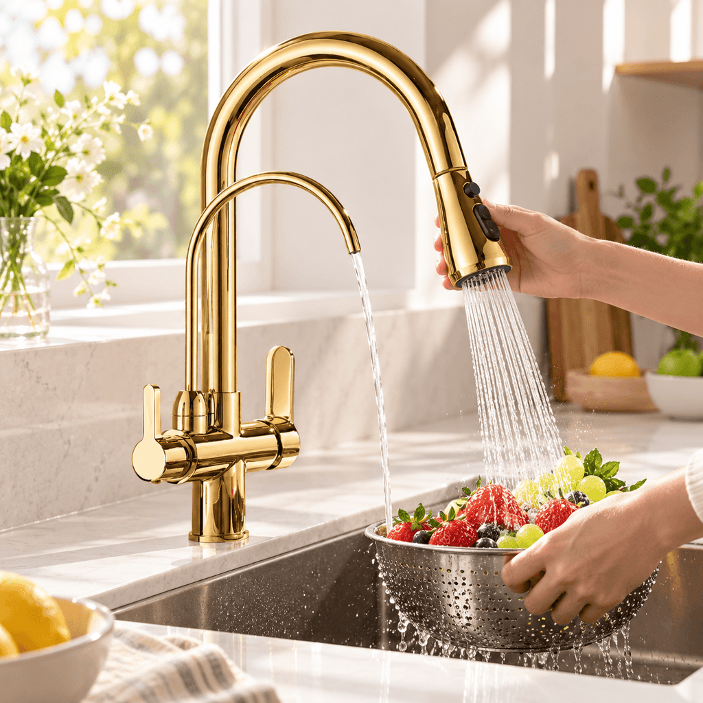 Kitchen Faucet with Sprayer, Pull Down 3-Way Filtered Water Faucet