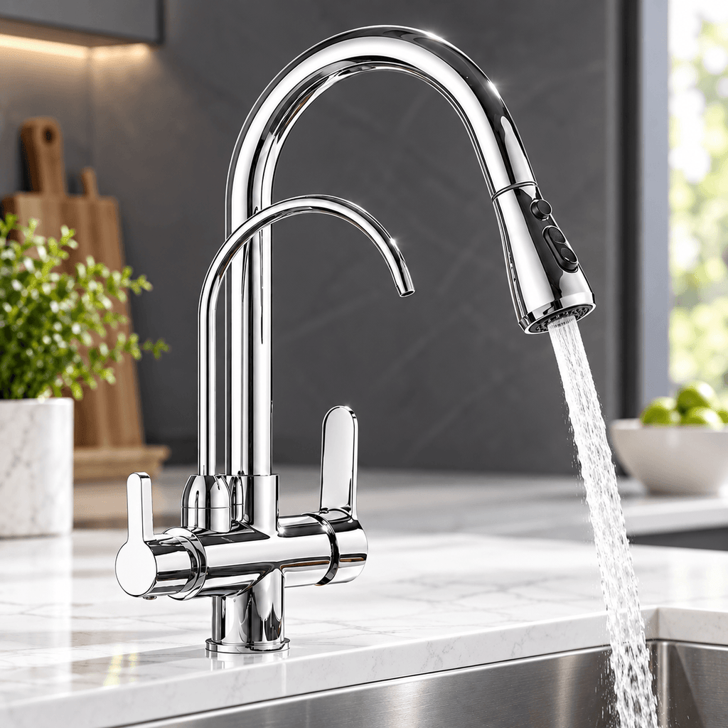 Kitchen Faucet with Sprayer, Pull Down 3-Way Filtered Water Faucet