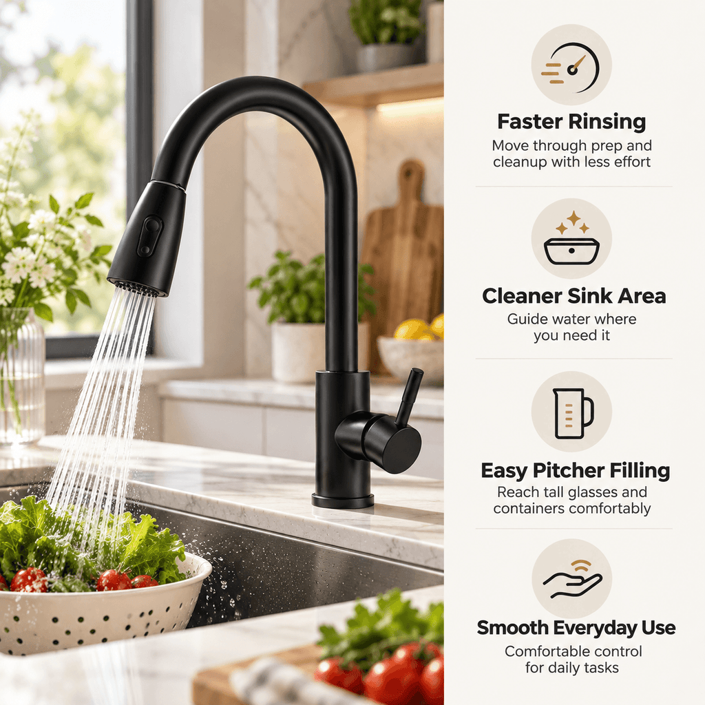 Kitchen Faucet with Sprayer, Pull Down Single Handle High Arc