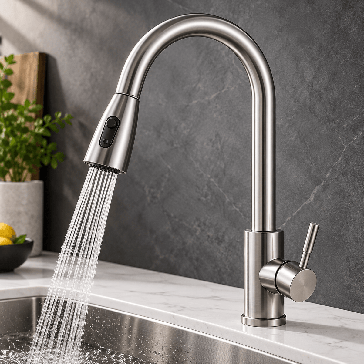 Kitchen Faucet with Sprayer, Pull Down Single Handle High Arc