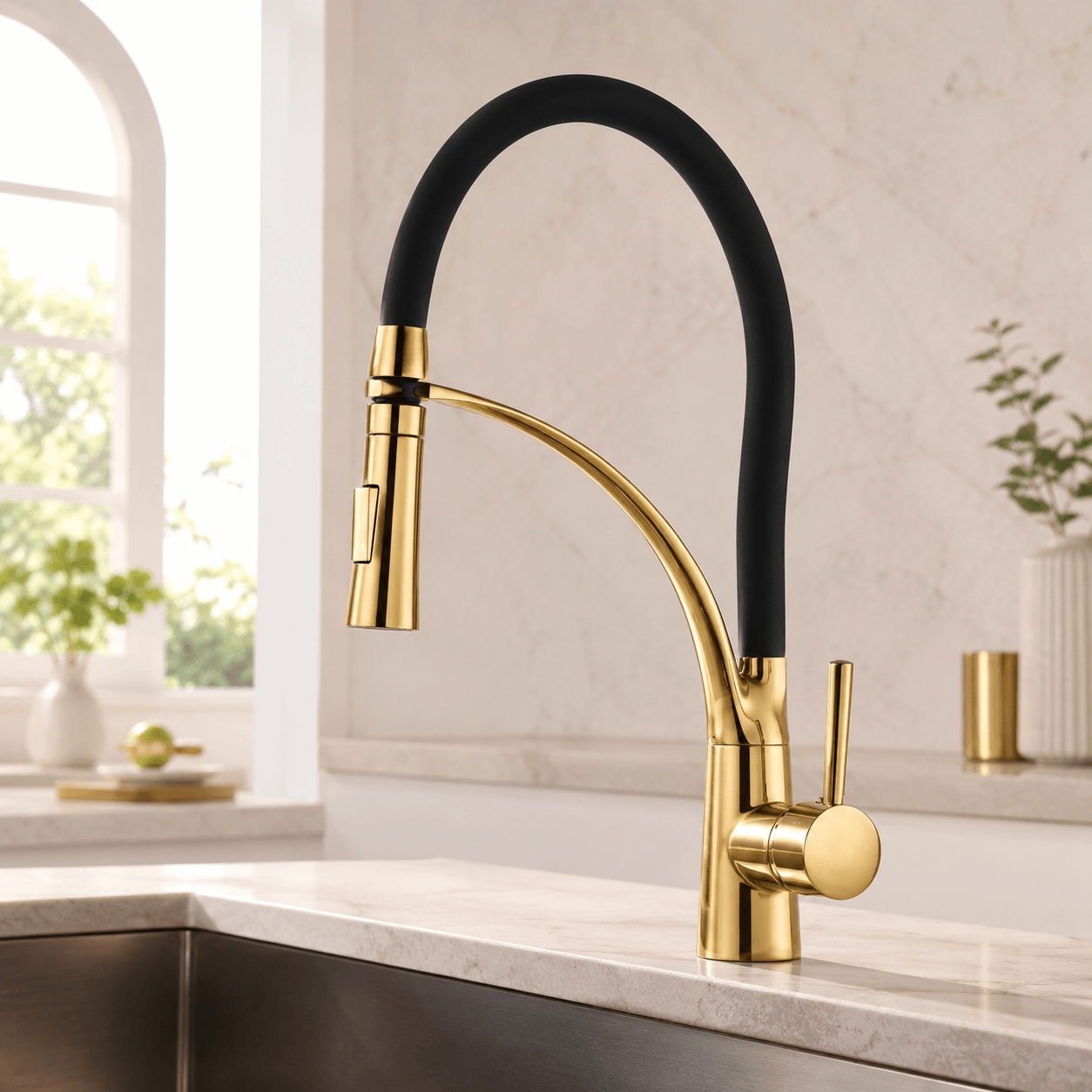 Kitchen Faucet with Sprayer – Single Handle Pull Down Sink Faucet
