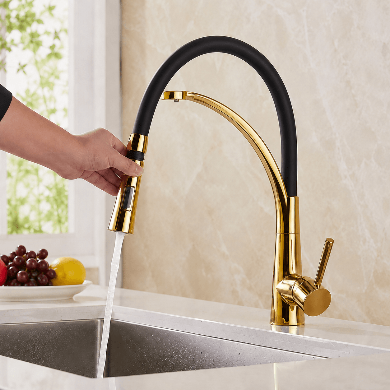 Kitchen Faucet with Sprayer – Single Handle Pull Down Sink Faucet
