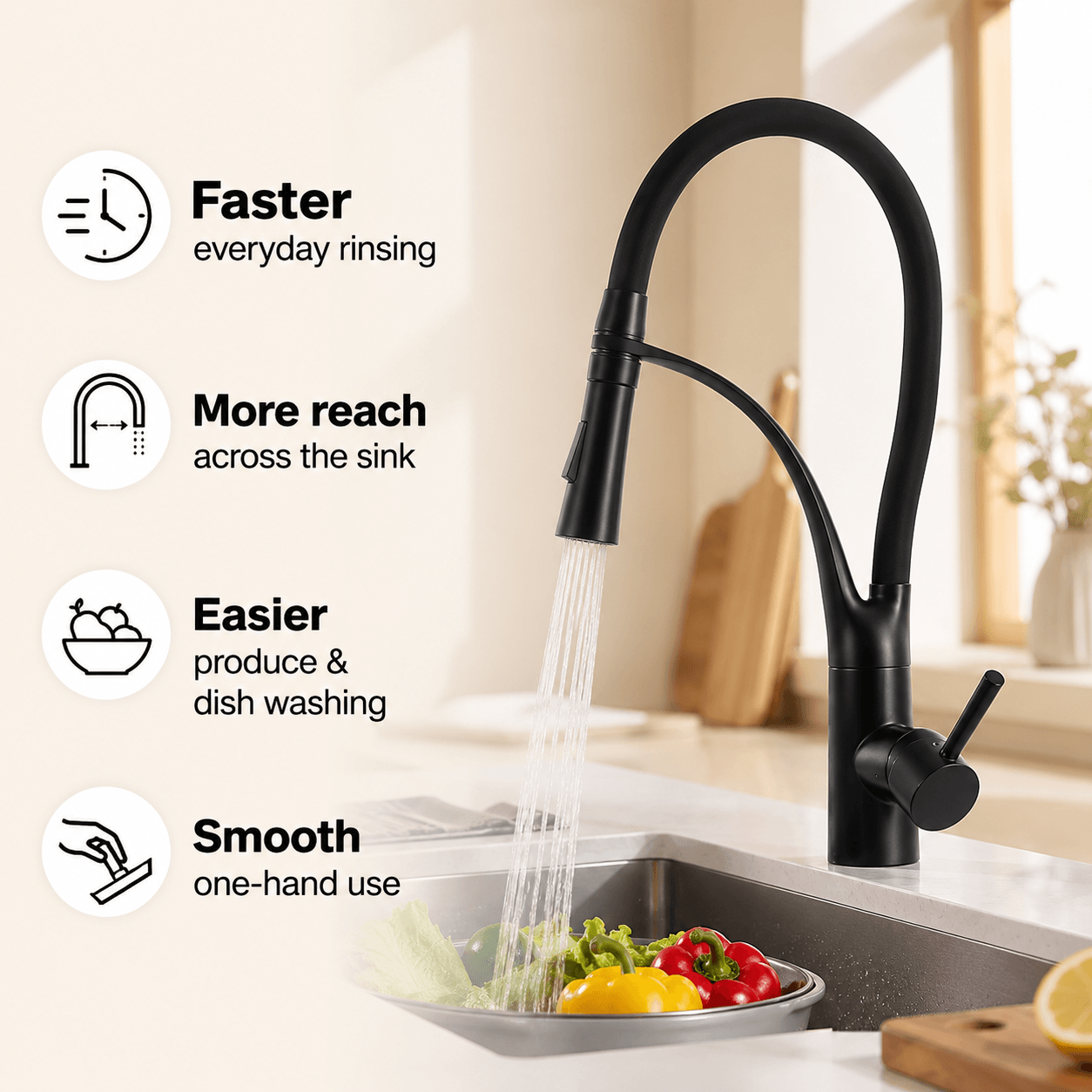 Kitchen Faucet with Sprayer – Single Handle Pull Down Sink Faucet