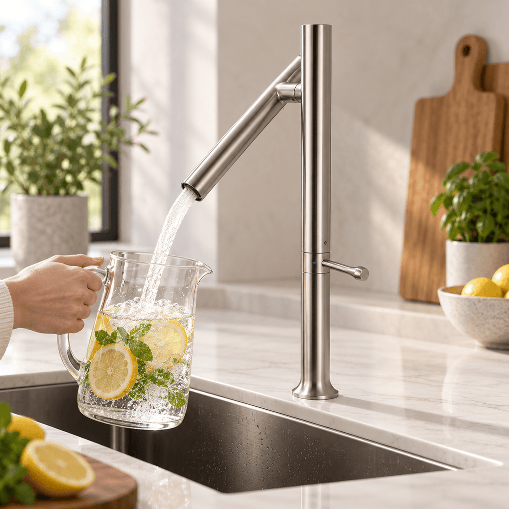 Kitchen Sink Faucet, Single Handle Single Hole High Arc