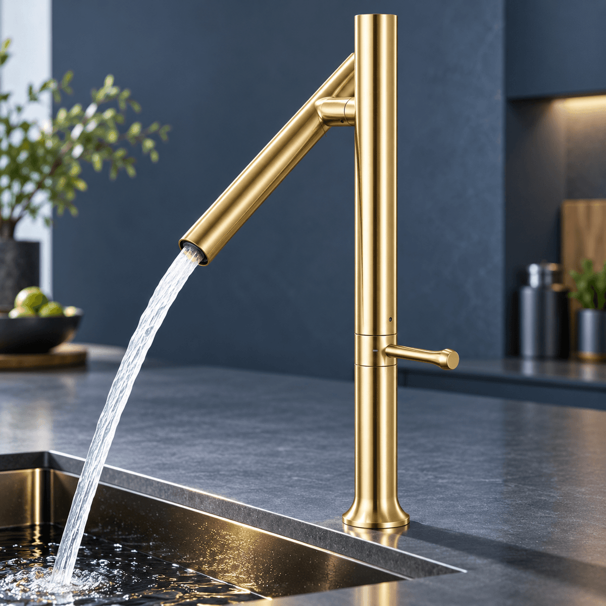 Kitchen Sink Faucet, Single Handle Single Hole High Arc