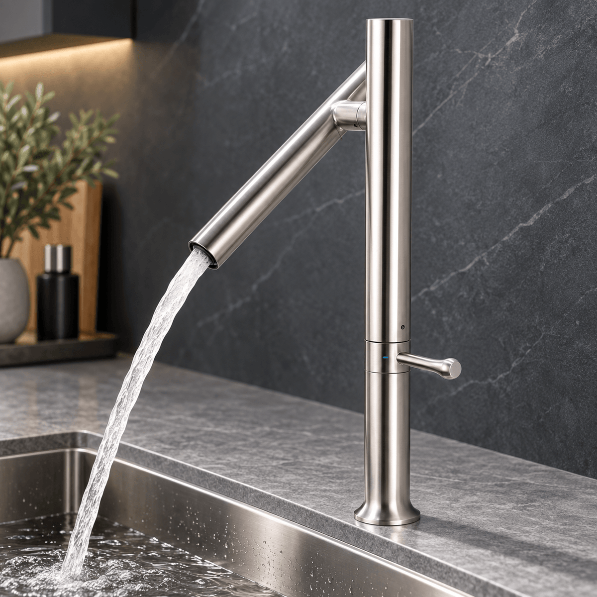 Kitchen Sink Faucet, Single Handle Single Hole High Arc