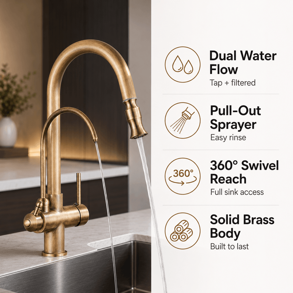 Kitchen Faucet with Pull Down Sprayer & Filtered Water Outlet