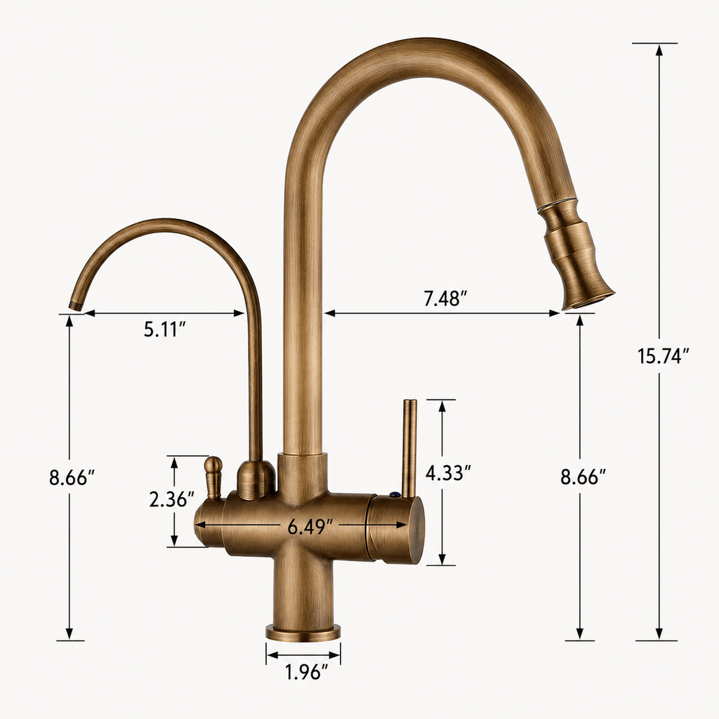 Kitchen Faucet with Pull Down Sprayer & Filtered Water Outlet
