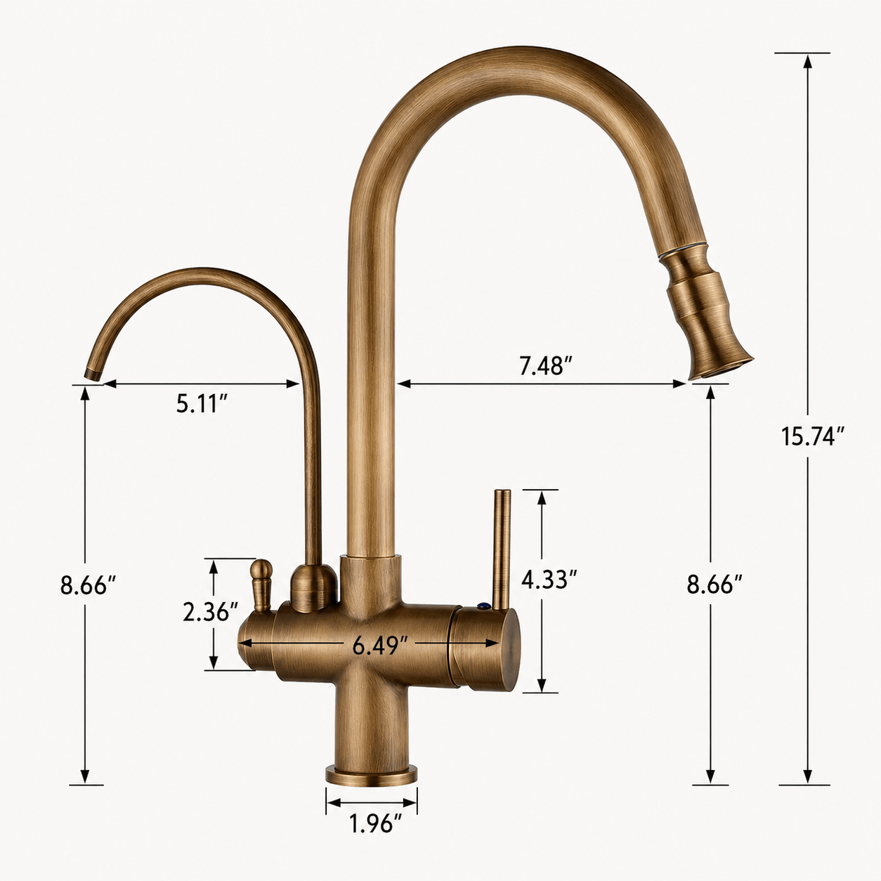Kitchen Faucet with Pull Down Sprayer & Filtered Water Outlet