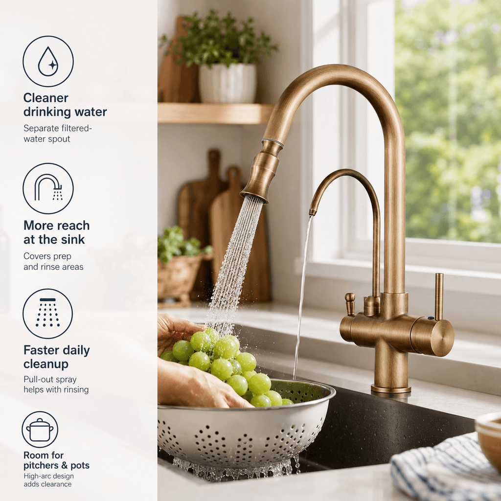 Kitchen Faucet with Pull Down Sprayer & Filtered Water Outlet