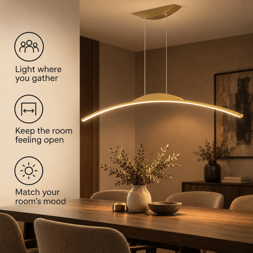 LED Kitchen Island Light & Dining Room Pendant, Curved