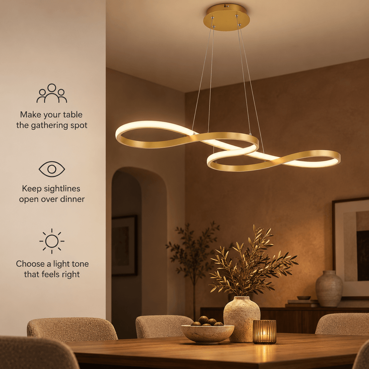 LED Light Fixture for Bedroom, Kitchen Island, Living & Dining Room