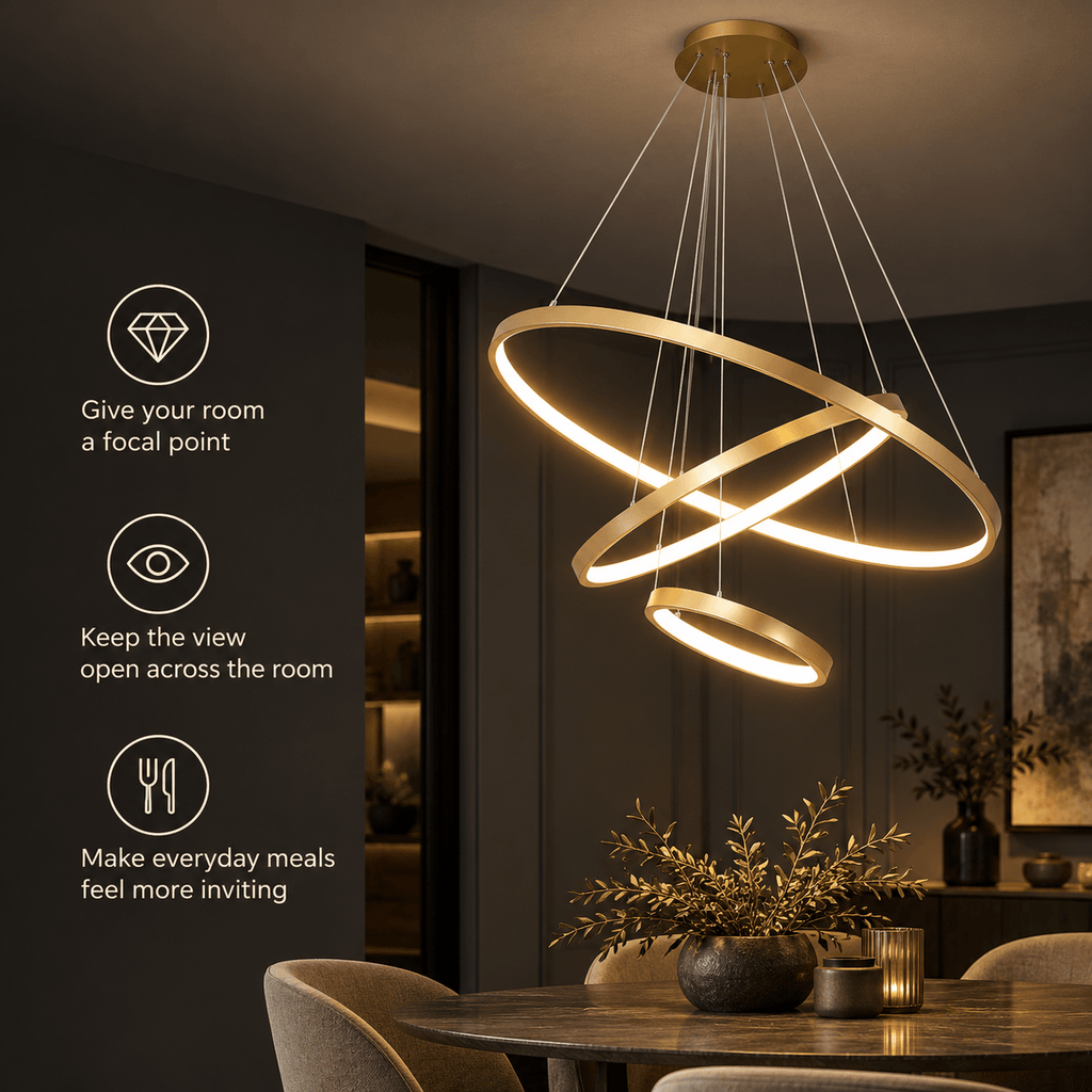 LED Pendant Light for Living Room & Dining Room, 3 Rings