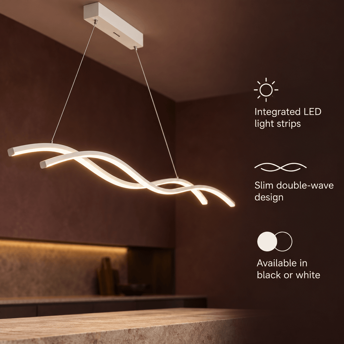 Modern LED Linear Pendant Light for Kitchen Island & Dining Room