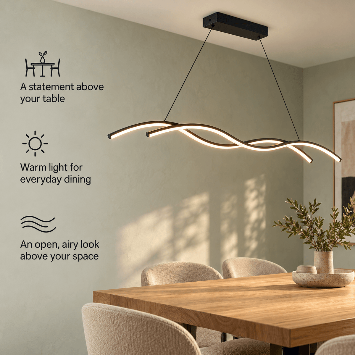 Modern LED Linear Pendant Light for Kitchen Island & Dining Room