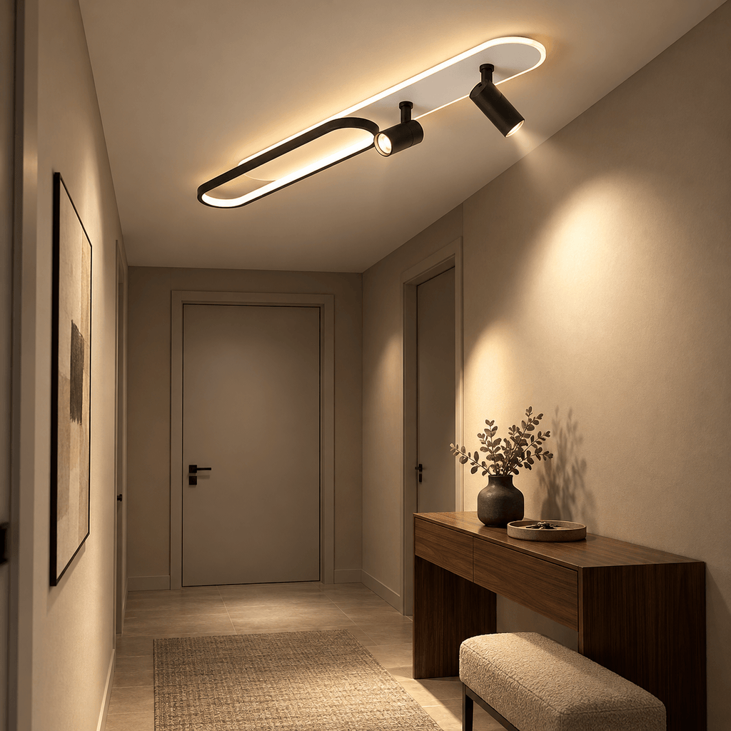 Modern LED Oval Flush Mount Ceiling Light with Spotlights