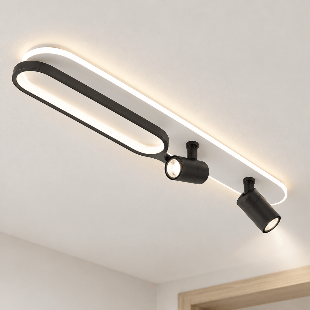 Modern LED Oval Flush Mount Ceiling Light with Spotlights