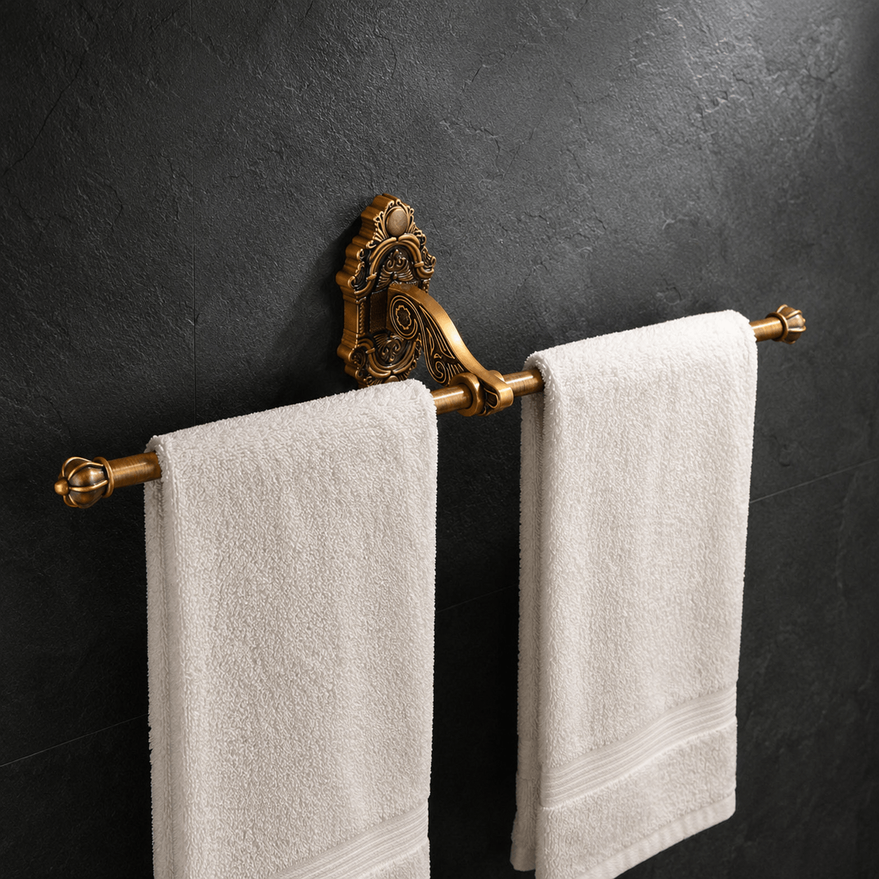 No Drill Antique Brass Swivel Towel Bar, Wall Mounted Towel Rack