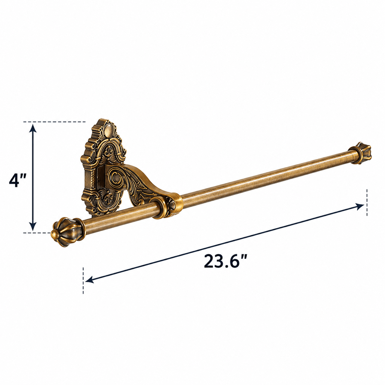 No Drill Antique Brass Swivel Towel Bar, Wall Mounted Towel Rack