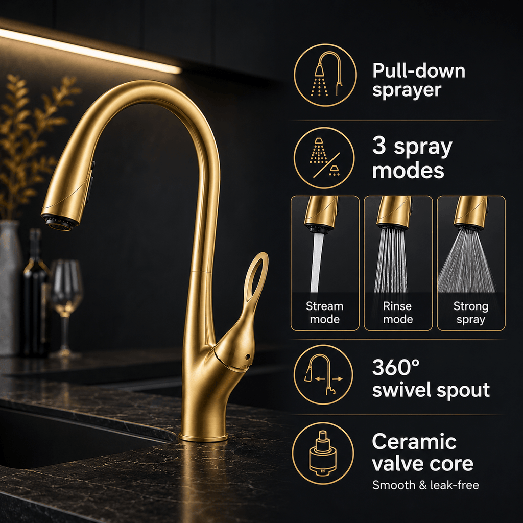 Pull-Down Kitchen Faucet with Sprayer, Single Handle